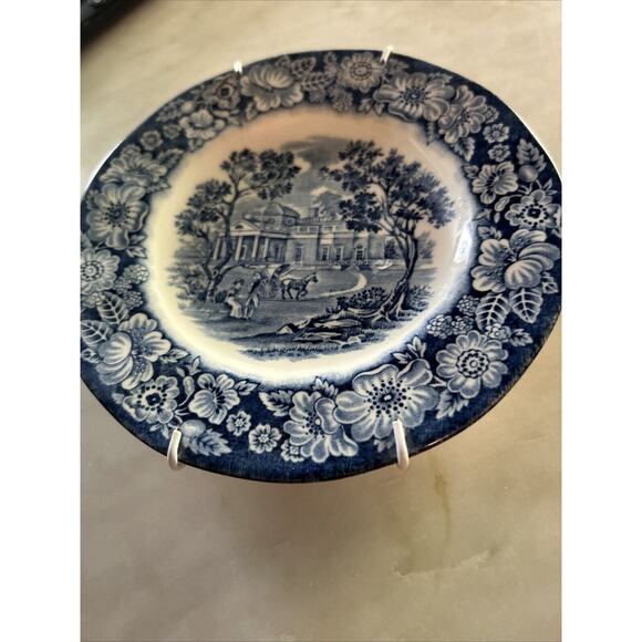 Liberty Blue Independence Hall Colonial Scene Staffordshire Ironstone Plate mini - Picture 4 of 5